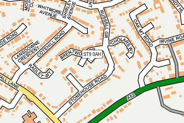 ST9 0AH map - OS OpenMap – Local (Ordnance Survey)