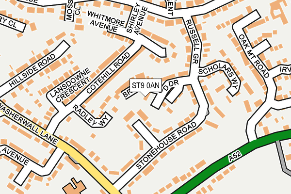 ST9 0AN map - OS OpenMap – Local (Ordnance Survey)