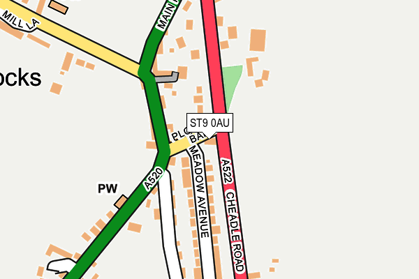 ST9 0AU map - OS OpenMap – Local (Ordnance Survey)