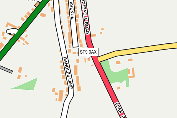 ST9 0AX map - OS OpenMap – Local (Ordnance Survey)