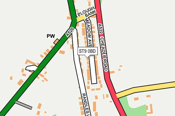 ST9 0BD map - OS OpenMap – Local (Ordnance Survey)