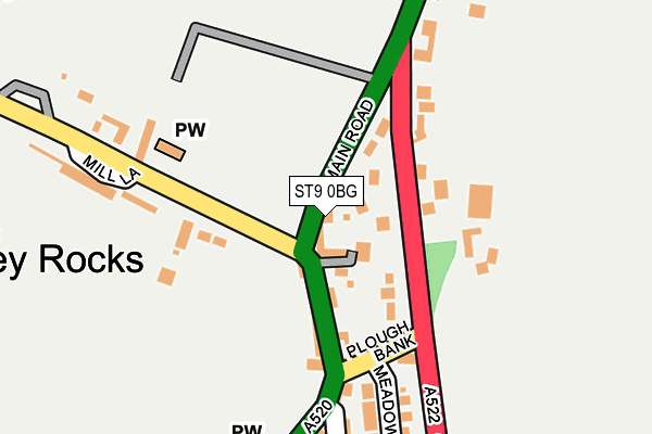 ST9 0BG map - OS OpenMap – Local (Ordnance Survey)