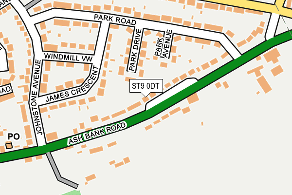 ST9 0DT map - OS OpenMap – Local (Ordnance Survey)