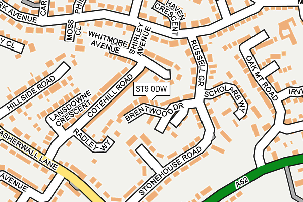 ST9 0DW map - OS OpenMap – Local (Ordnance Survey)