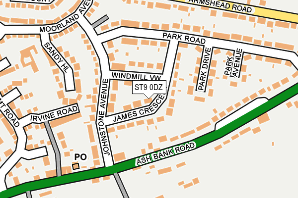 ST9 0DZ map - OS OpenMap – Local (Ordnance Survey)