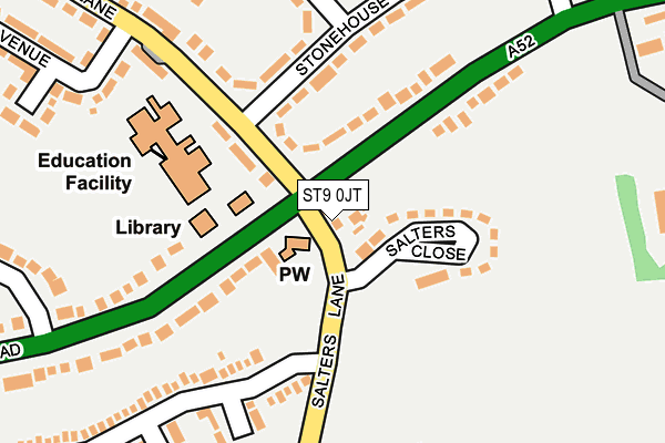 ST9 0JT map - OS OpenMap – Local (Ordnance Survey)