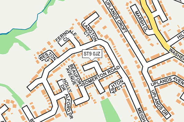 ST9 0JZ map - OS OpenMap – Local (Ordnance Survey)