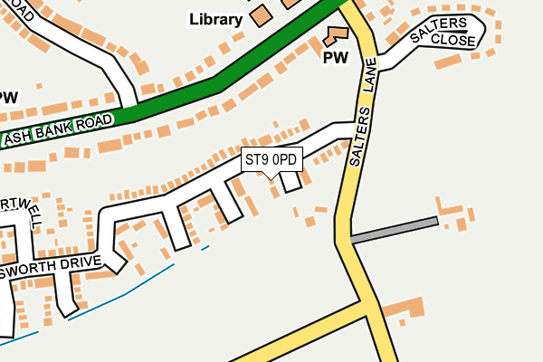 ST9 0PD map - OS OpenMap – Local (Ordnance Survey)