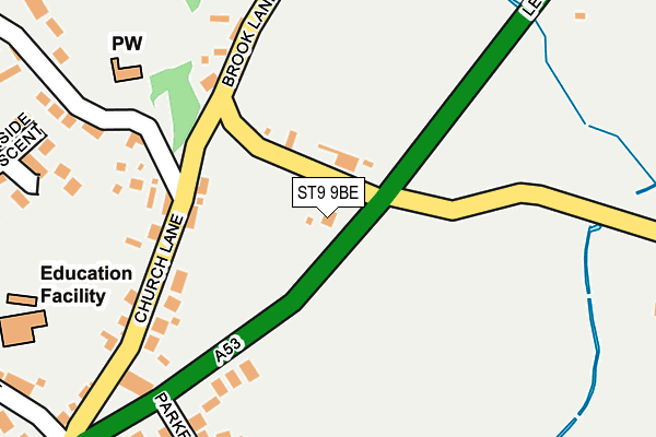 ST9 9BE map - OS OpenMap – Local (Ordnance Survey)