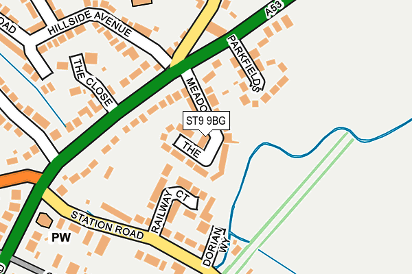 ST9 9BG map - OS OpenMap – Local (Ordnance Survey)
