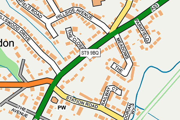 ST9 9BQ map - OS OpenMap – Local (Ordnance Survey)