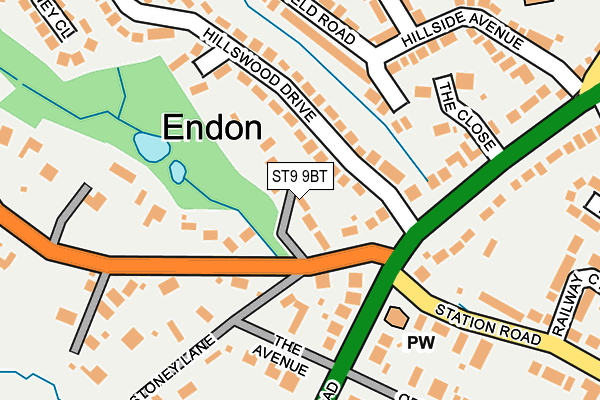 ST9 9BT map - OS OpenMap – Local (Ordnance Survey)