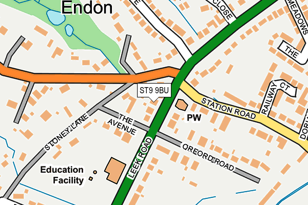 ST9 9BU map - OS OpenMap – Local (Ordnance Survey)