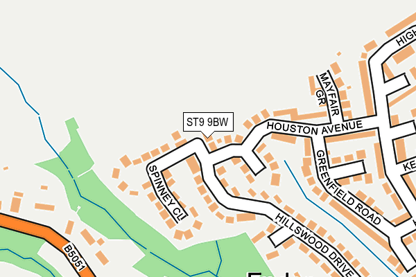 ST9 9BW map - OS OpenMap – Local (Ordnance Survey)