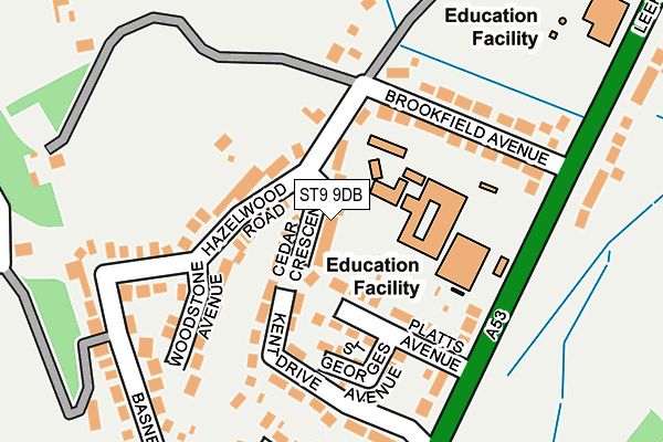 ST9 9DB map - OS OpenMap – Local (Ordnance Survey)