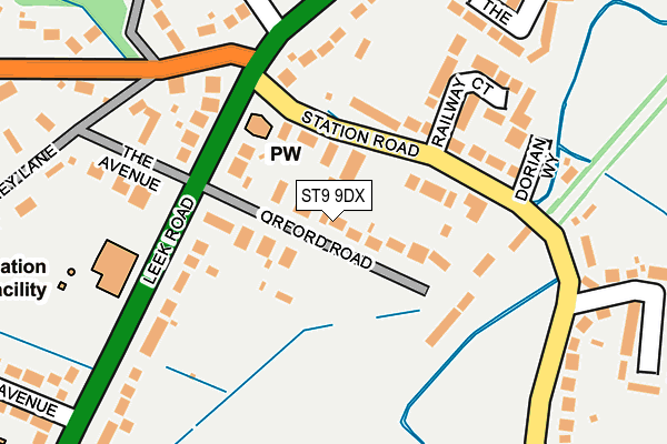 ST9 9DX map - OS OpenMap – Local (Ordnance Survey)