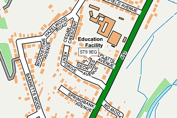 ST9 9EG map - OS OpenMap – Local (Ordnance Survey)