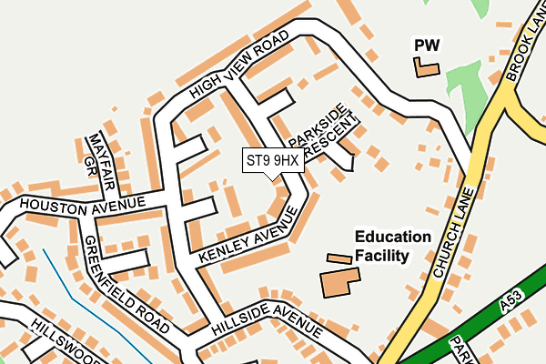 ST9 9HX map - OS OpenMap – Local (Ordnance Survey)