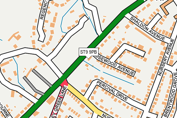ST9 9PB map - OS OpenMap – Local (Ordnance Survey)