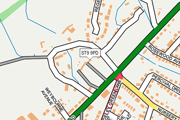 ST9 9PD map - OS OpenMap – Local (Ordnance Survey)