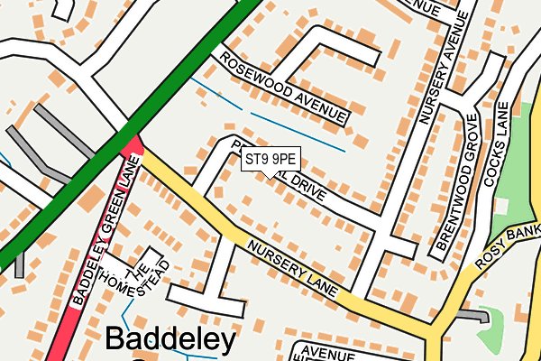 ST9 9PE map - OS OpenMap – Local (Ordnance Survey)