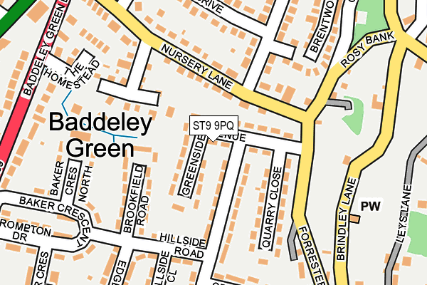 ST9 9PQ map - OS OpenMap – Local (Ordnance Survey)