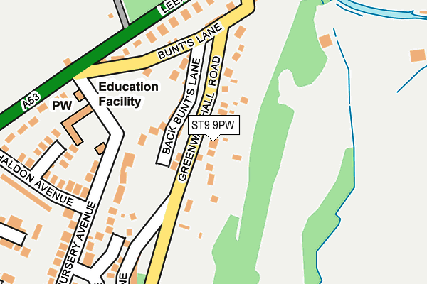 ST9 9PW map - OS OpenMap – Local (Ordnance Survey)