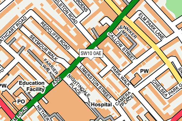 SW10 0AE map - OS OpenMap – Local (Ordnance Survey)