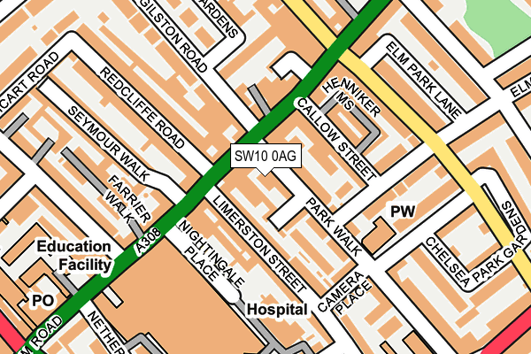 SW10 0AG map - OS OpenMap – Local (Ordnance Survey)