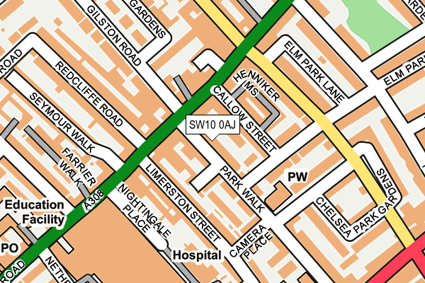 SW10 0AJ map - OS OpenMap – Local (Ordnance Survey)