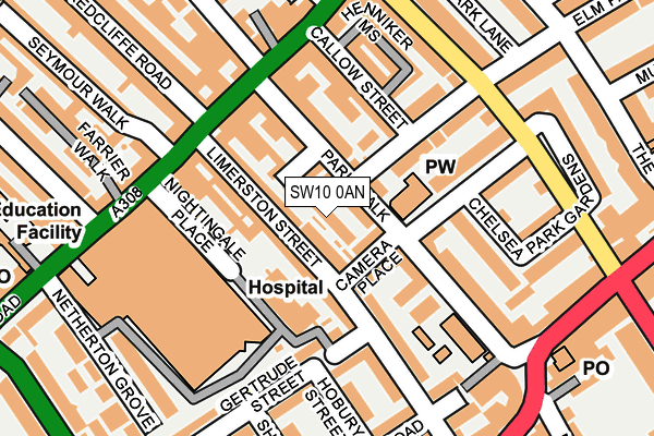 SW10 0AN map - OS OpenMap – Local (Ordnance Survey)