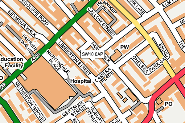 SW10 0AP map - OS OpenMap – Local (Ordnance Survey)