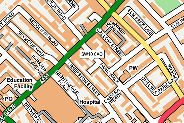 SW10 0AQ map - OS OpenMap – Local (Ordnance Survey)