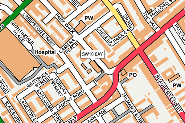 SW10 0AY map - OS OpenMap – Local (Ordnance Survey)