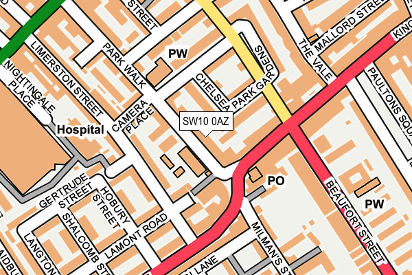SW10 0AZ map - OS OpenMap – Local (Ordnance Survey)