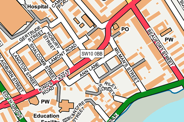 SW10 0BB map - OS OpenMap – Local (Ordnance Survey)