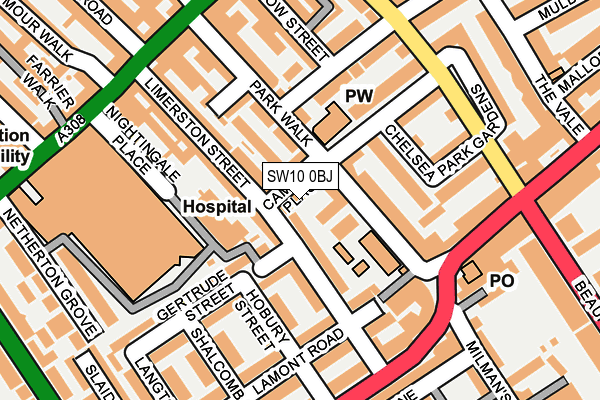 SW10 0BJ map - OS OpenMap – Local (Ordnance Survey)