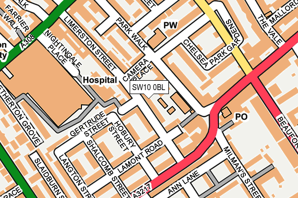 SW10 0BL map - OS OpenMap – Local (Ordnance Survey)