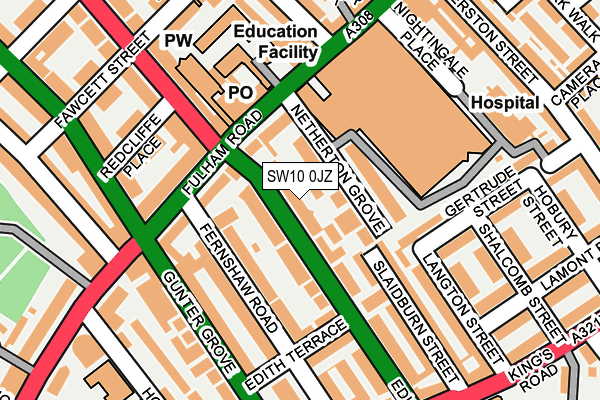 SW10 0JZ map - OS OpenMap – Local (Ordnance Survey)