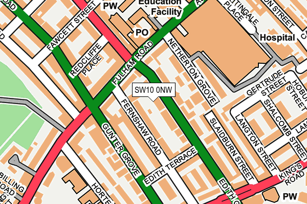 SW10 0NW map - OS OpenMap – Local (Ordnance Survey)