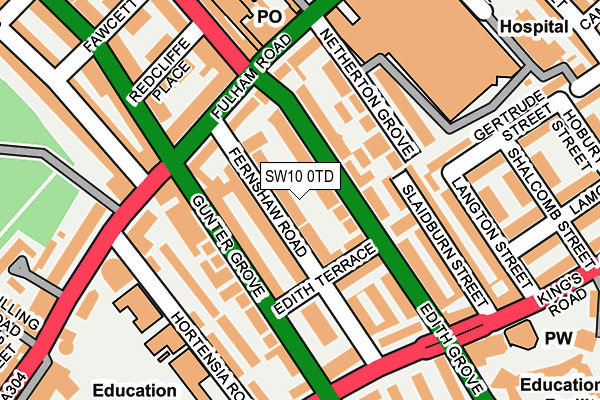 SW10 0TD map - OS OpenMap – Local (Ordnance Survey)