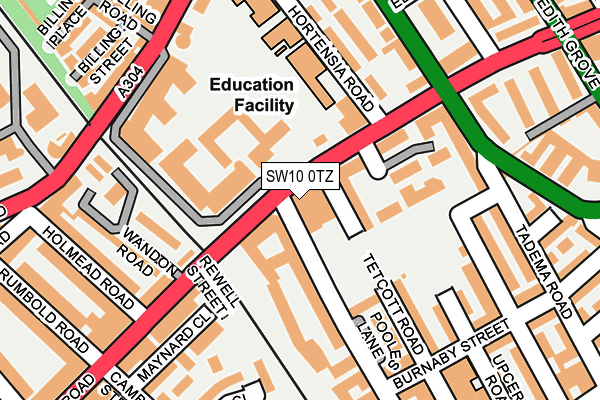 SW10 0TZ map - OS OpenMap – Local (Ordnance Survey)