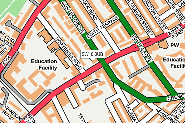 SW10 0UB map - OS OpenMap – Local (Ordnance Survey)