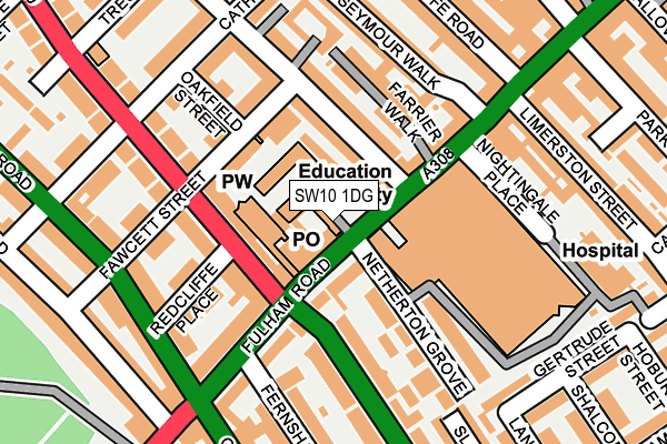 SW10 1DG map - OS OpenMap – Local (Ordnance Survey)