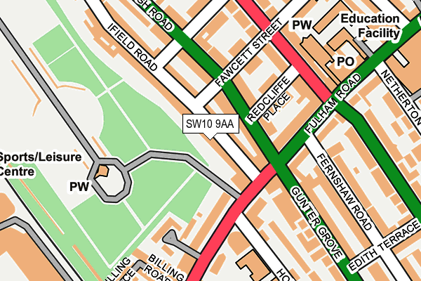 SW10 9AA map - OS OpenMap – Local (Ordnance Survey)