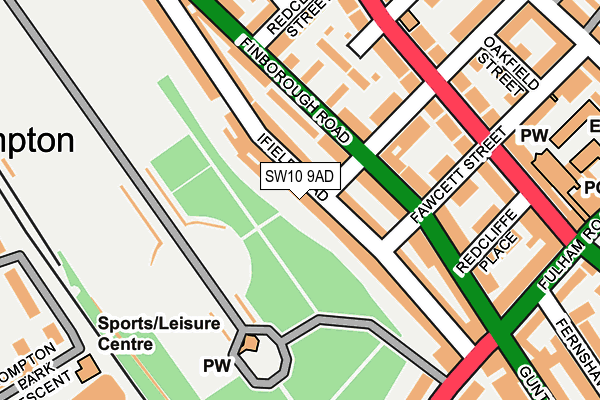 SW10 9AD map - OS OpenMap – Local (Ordnance Survey)