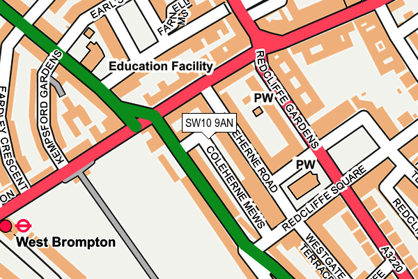 SW10 9AN map - OS OpenMap – Local (Ordnance Survey)