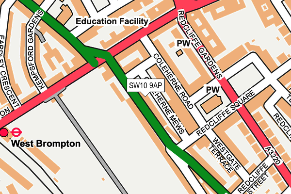 SW10 9AP map - OS OpenMap – Local (Ordnance Survey)