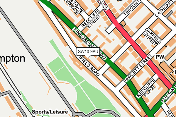 SW10 9AU map - OS OpenMap – Local (Ordnance Survey)