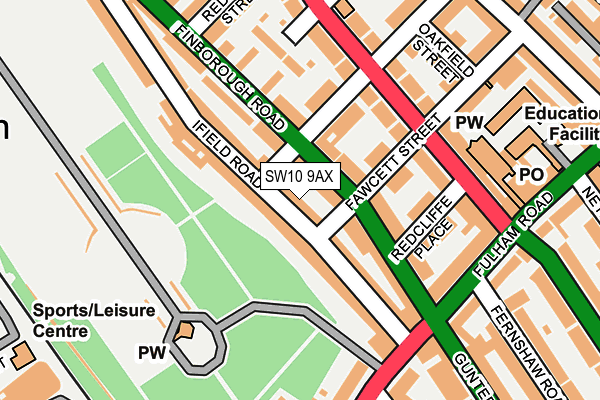 SW10 9AX map - OS OpenMap – Local (Ordnance Survey)